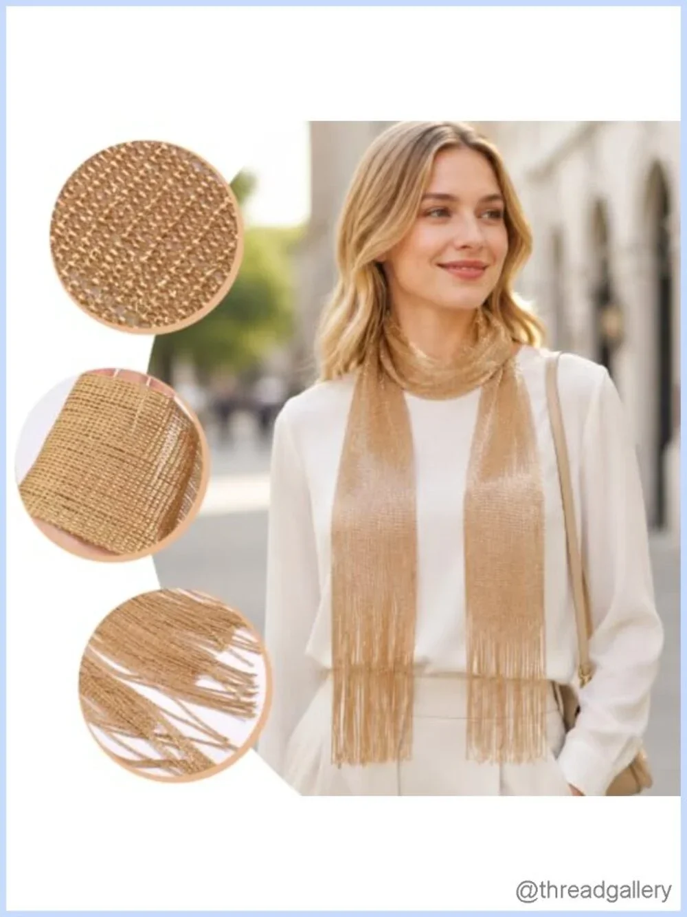 2 Pack Lightweight Glitter Knit Scarf with Tassels for Women